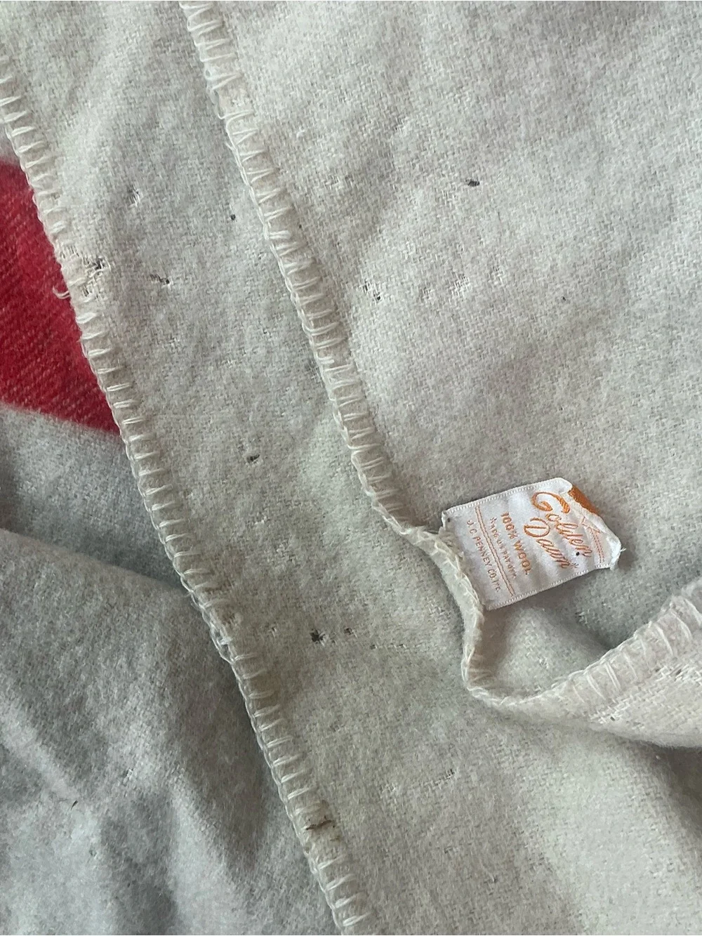Vintage 1950s golden dawn striped wool reversible blanket 69 x 79 USA made